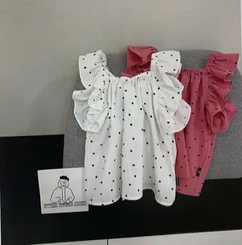 

2020 hot selling girls dots shirt fashion kids girls blouse 1-7 years