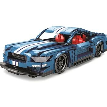 

NEW MOC Back Force Forded Mustanged Super Race Car Parts Champion Building Blocks Sets Kits Bricks Toys Creator