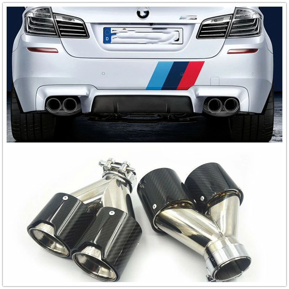 

Dual Pipe Tail Tip Exhaust For BMW M Performance Sport Power Carbon Fiber