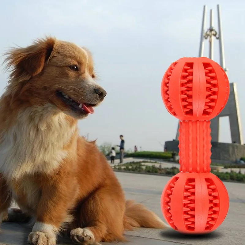Топ-Pet собака жевательные игрушки Резиновая кость гантели для укуса щенка коренной чистый зуб жевательная игрушка-красный