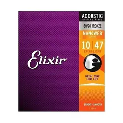 Elixir Nanoweb – cordes de guitare acoustique en Bronze, revêtement 11027, lumière personnalisée, 80/20 011 052 