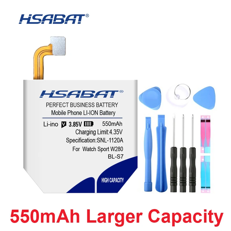 

HSABAT 0 Cycle 550mAh BL-S7 Battery for LG Watch Sport W281 W280 W280A (AT&T) High Quality Mobile Phone Replacement Accumulator
