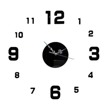 

Black Wall Clock Acrylic 3D DIY Big Decorative Kitchen Clocks Acrylic Mirror Stickers Wall Clock Home Home Decor