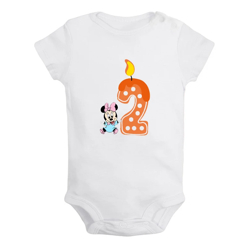 

cute little mouse 2nd birthday candle I'm 2 years old Newborn Baby Outfits Jumpsuit Print Infant Bodysuit Clothes birthday Gift