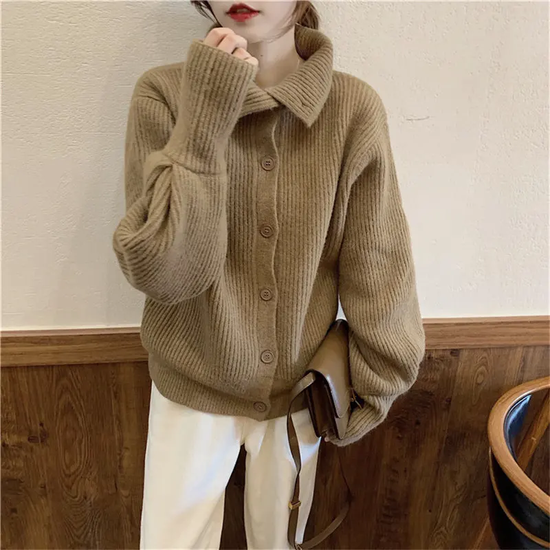 Autumn Sweet Women Fresh Solid All-Match Knitted Regular Cardigans 2021 Elegant Soft Warm Feminine Fashion Sweaters |