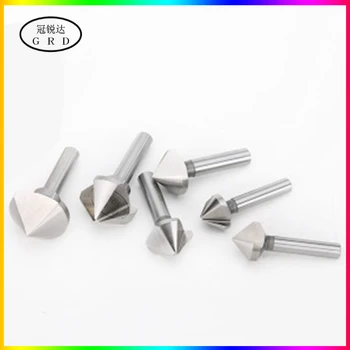 

1 flute 3 flute chamfer end mill 4mm-60mm 14mm 30mm 40mm 50mm Tungsten steel bit with 90 degree V groove chamfer milling tool
