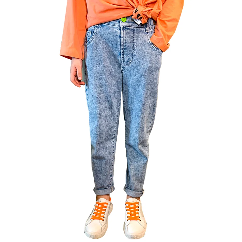 Jeans Girl Solid Children's For Girls Pencil Pants Trousers Children Teenage Clothes 6 8 10 12 14 | Детская одежда и обувь