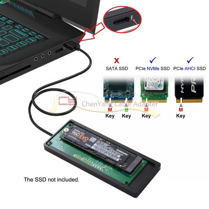Thunderbolt 3 USB4 для PCI Express PCI-E до 80 мм NVME NGFF M-key AHCI SSD корпус картриджа