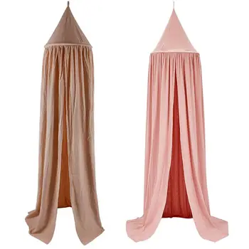 

Kamimi 2Pcs Baby Bed Curtain Children Room Decoration Crib Netting Washed Cotton Cloth Hung e - Khaki & Pink
