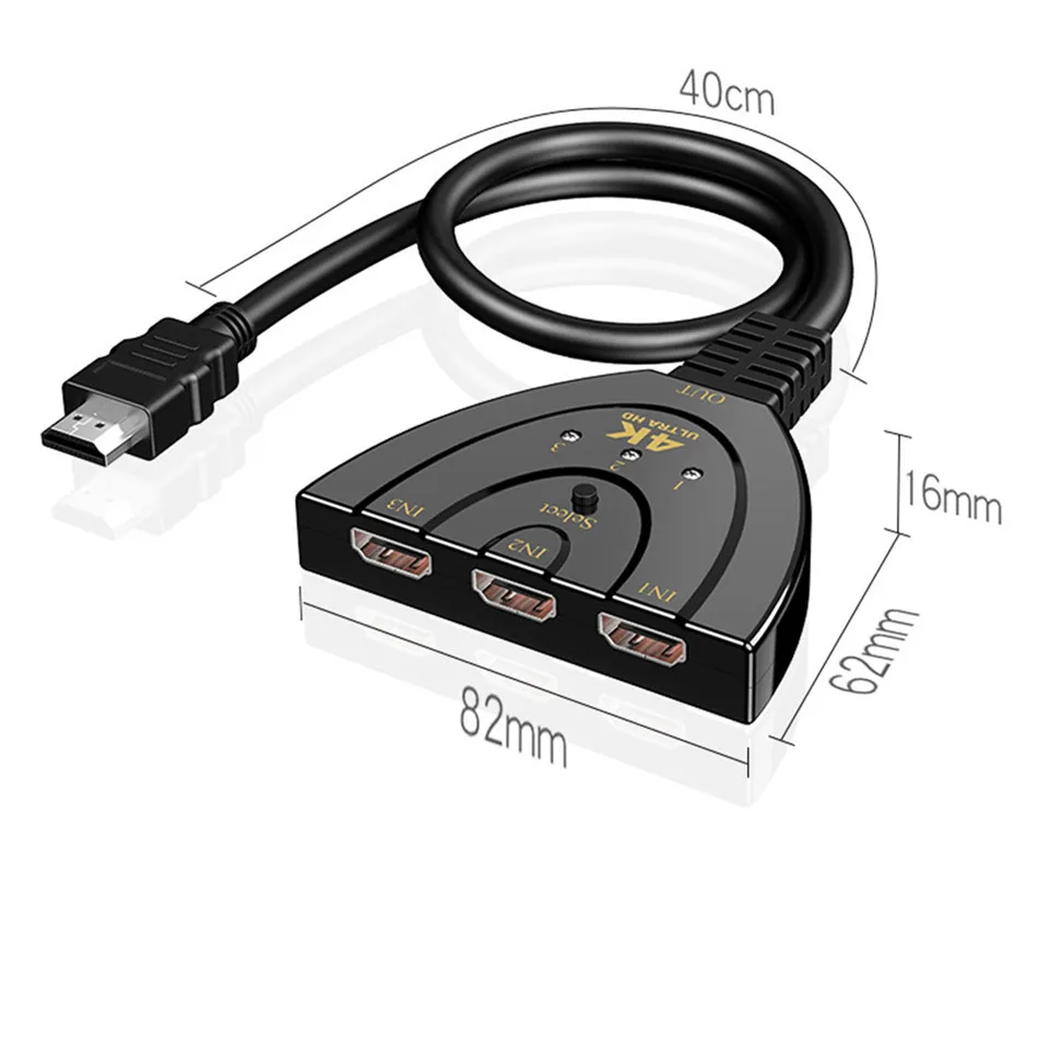 HDMI концентратор разветвитель Кабель адаптер 4K* 2K 1080P Коммутатор HDMI коммутатор 3 в 1 выход порт концентратор для HD-DVD для PS3 коробка 360 концентратор кабель