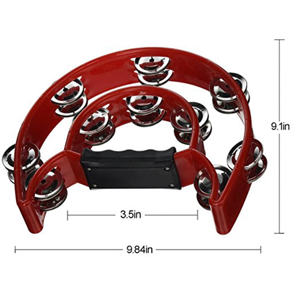 Tambourine Bells Percussion Jingle Handheld Instrument Half Moon Drum Metal Jingles Tambourines Kids Wrist Hand