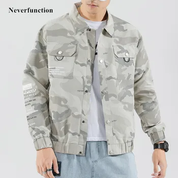 

Mens Camouflage Streetwear Letter printed Loose Windbreaker Jackets Autumn Harajuku Hip Hop style Casual Camo Jacket Outwear