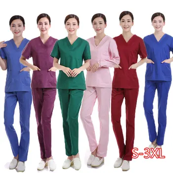 

Women's Medical Uniforms Classic V-neck Scrub Sets Pure Cotton Doctor Clothing Nurse Uniform Surgical Clothing