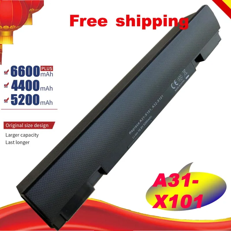 

5200mAh 6 Cells Laptop Battery For ASUS Eee PC X101CH X101 X101C X101H Replace: A31-X101 A32-X101 Free ship