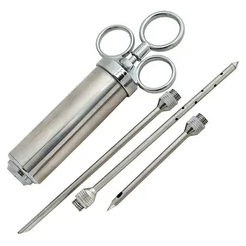 

Kitchen Bbq Stainless Steel 304 Burdock Barbecue Sauce Juice Syringe Needle With Three Needle Grill Tool