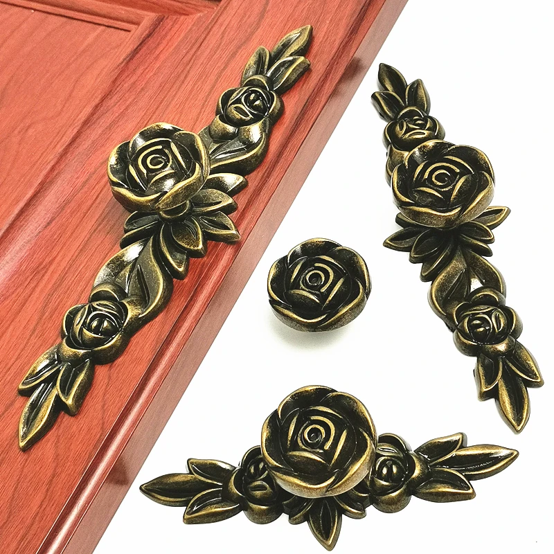 Ручки для ящика шкафа античные латунные серебристые розовые с одной ручкой 96