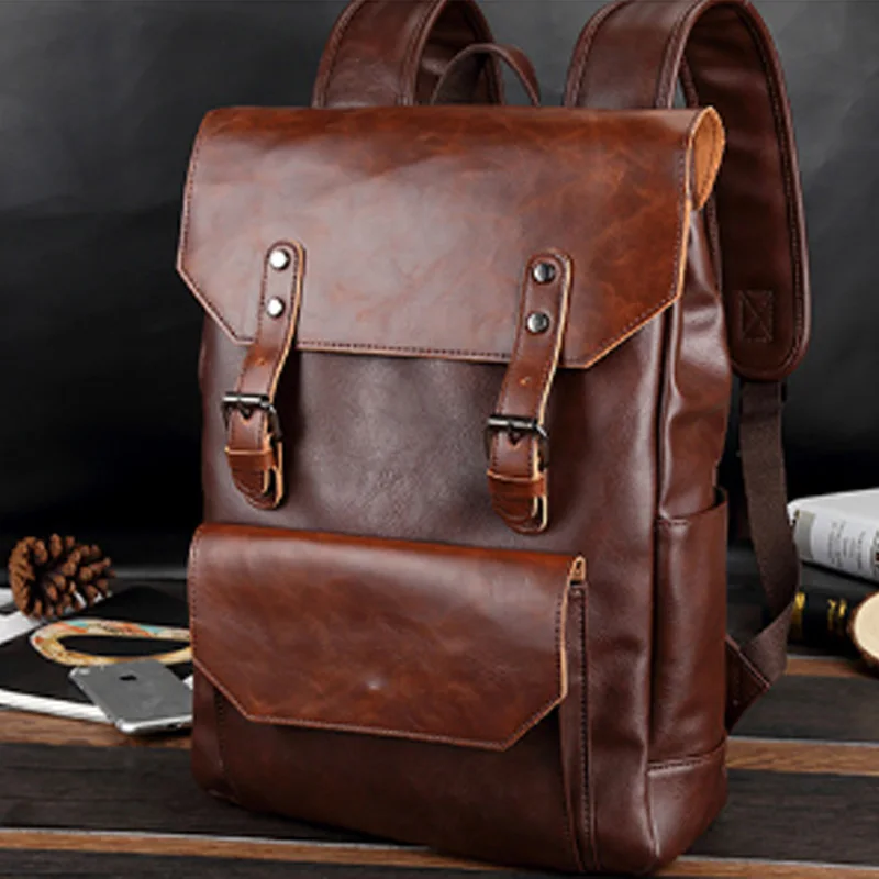 KUDIAN BEAR мужской рюкзак из искусственной кожи, Водонепроницаемый Школьный рюкзак для подростка, Мужская портативная винтажная дорожная сумка, BIG019 PM40