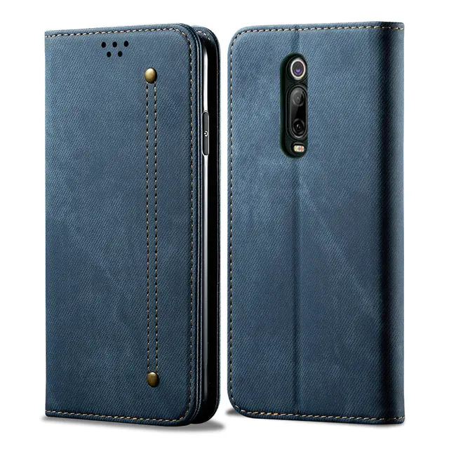 $US $6.84 RedMi K20Pro Redmi K20 Flip Cover Luxury Solid Cloth Cowboy Denim Wallet for Funda Xiaomi RedMi K20