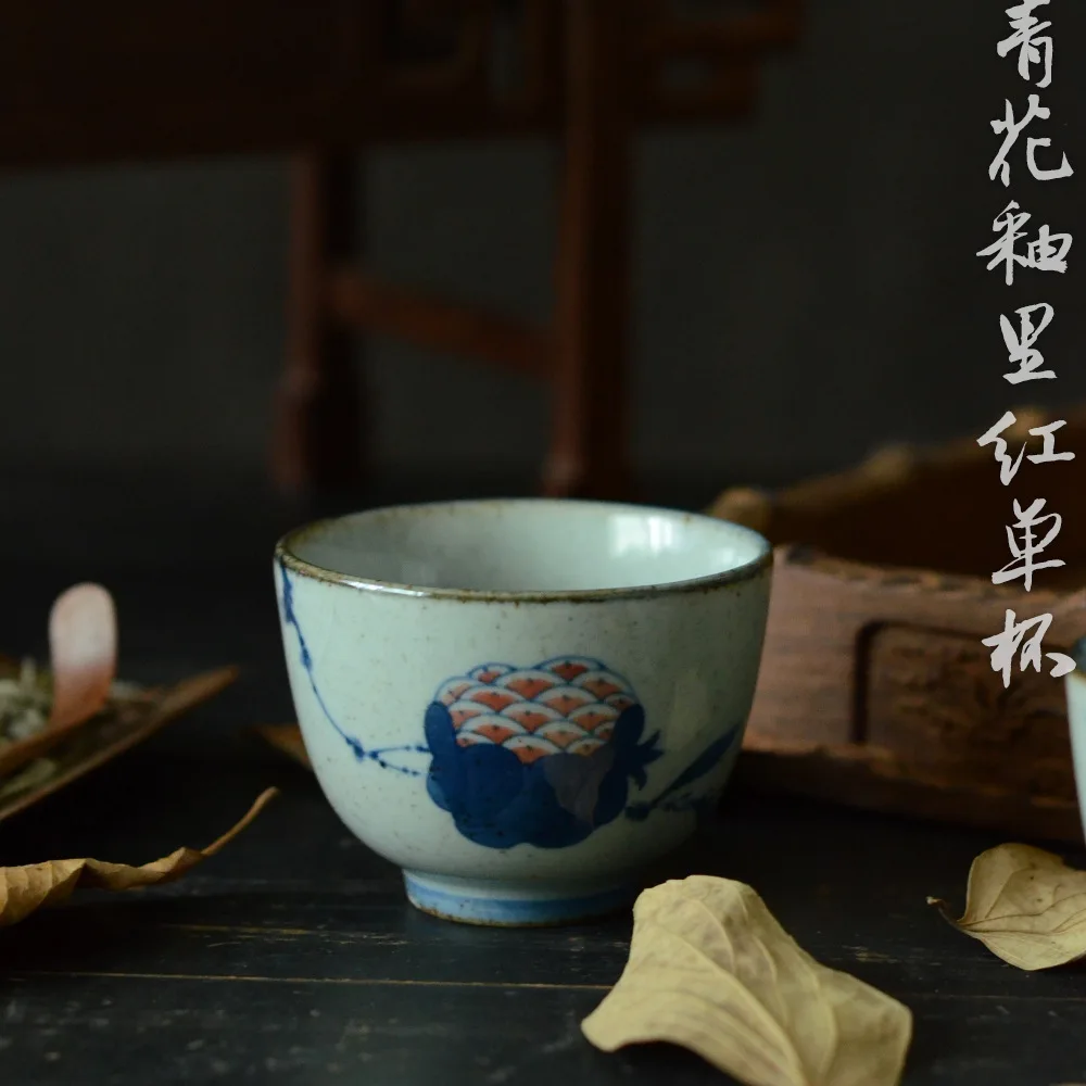 

Jindezhen Hand Pomegranate Blue And White Ceramics Kung Fu Tea Glass Special-purpose Cup Personal Master Cup Sip Tea Cup Tea Set
