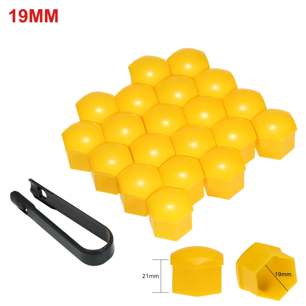 19mm yellow 20 штук 17/19 мм подшипник ступицы колеса для автомобиля(наконечники гайки Болты диски пылезащитный чехол Защитный Кепки винты с шестигранным углублением под ключ хром винт для шин болты для колес - Название цвета: 19mm yellow