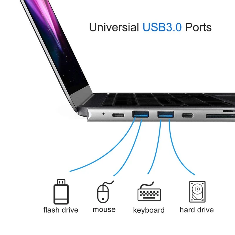 7 в 1 Thunderbolt3 USB 3 Type C концентратор 4K 60HZ адаптер Поддержка 87 Вт Зарядка для Pro /