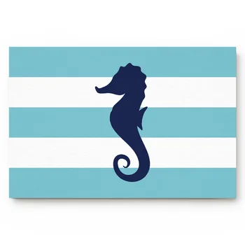 

Cartoon Seahorse With Blue Stripe Background Indoor Bathroom Decor Doormats
