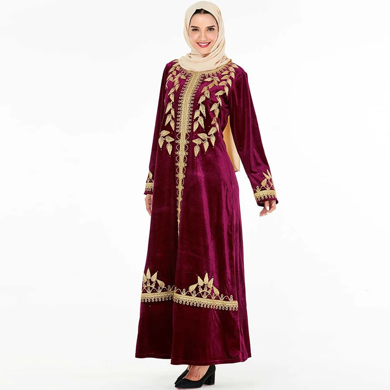 Зимнее бархатное платье abaya Турецкий Арабский мусульманский хиджаб Caftan Дубай Кафтан Марокко одеяние мусульмане Longue Tesettur платья