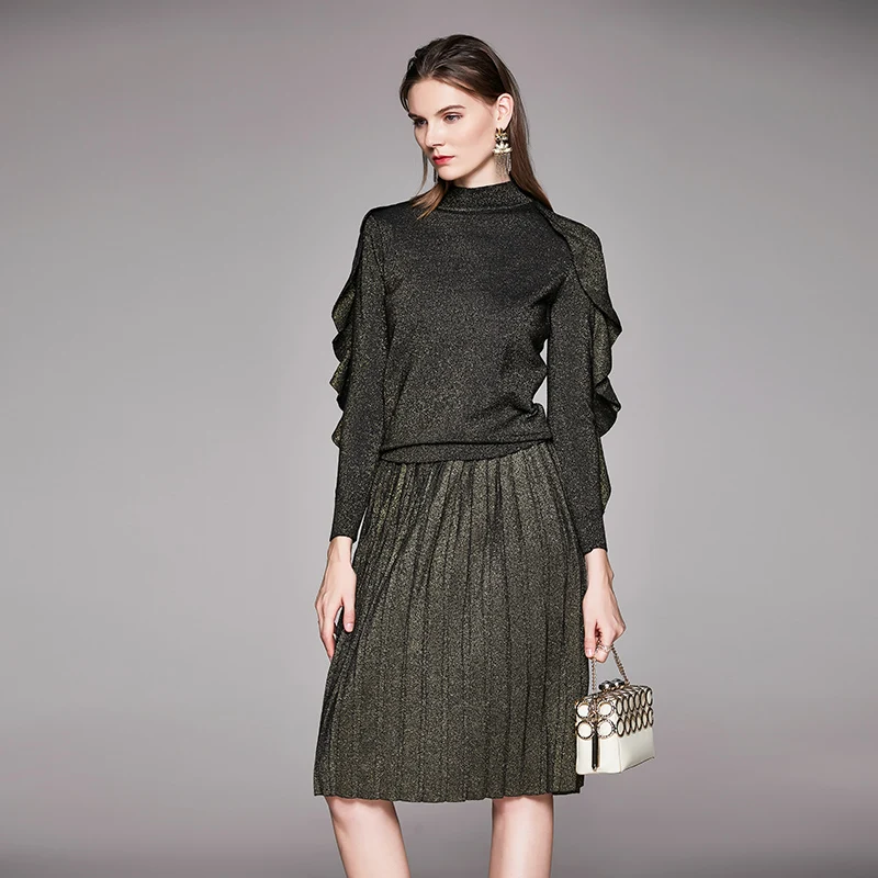 Зимняя женская юбка, вязаная бюст, шерсть, длинная, просто плетеная, яркие шелковые юбки, армейский зеленый, 8116