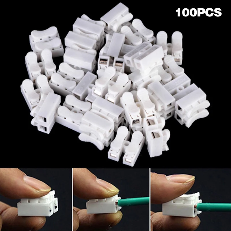 100pcs 20/40/50/100 шт быстрый фиксатор соединения соединители проводов 2 шпильки Электрический концевая кабельная муфта для 0,5-1,5 провода OCT998 - Цвет: 100pcs
