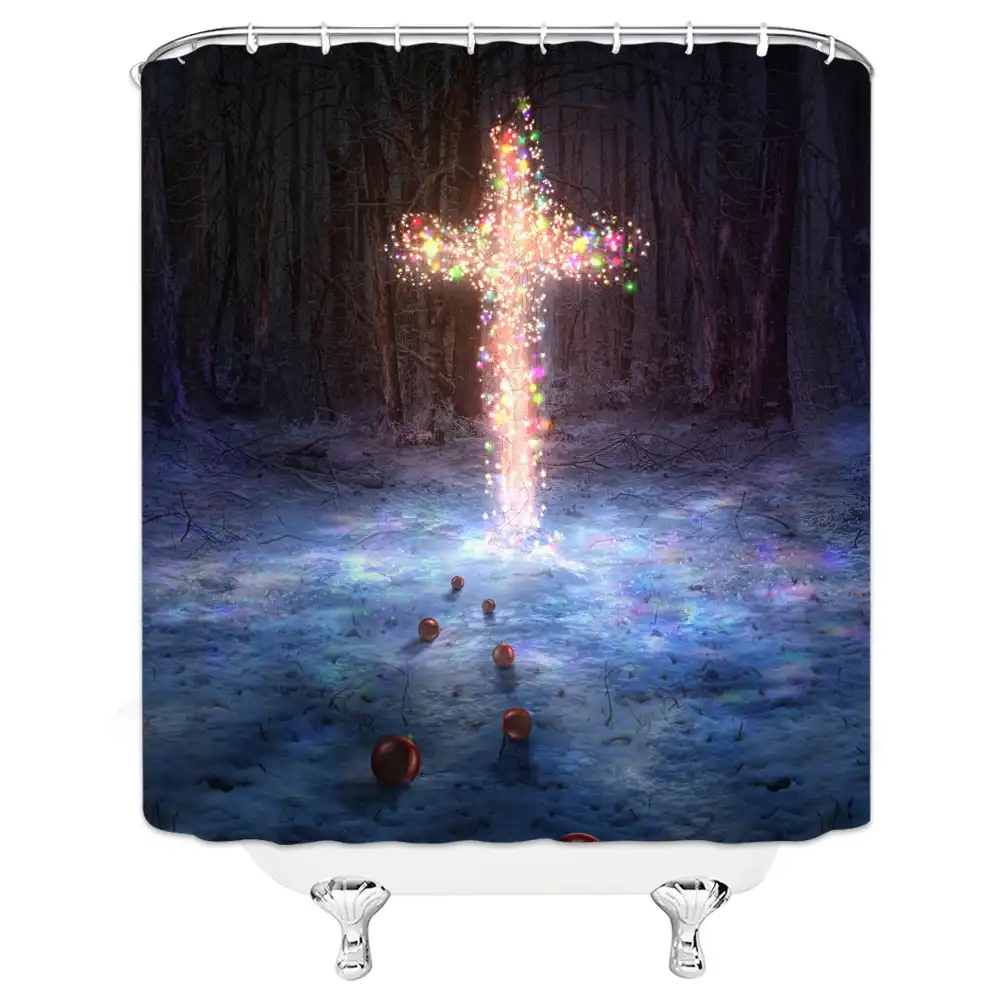 Dreaming Light Jesus Cross Fabric Shower Curtain Set Bathroom Decor Shower Curtains Aliexpress