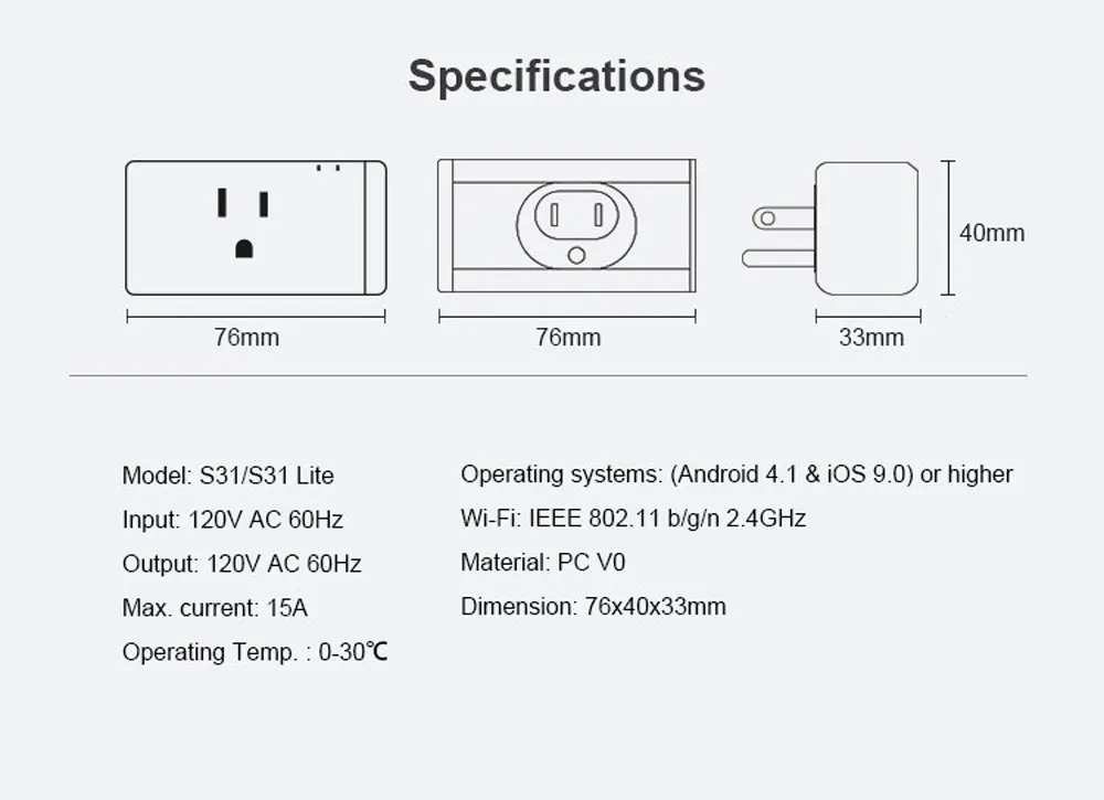Itead Sonoff S31 Smart Plug мониторинг энергии версия США Wifi переключатель Модернизированный компактный дизайн Поддержка Google Home Alexa IFTTT