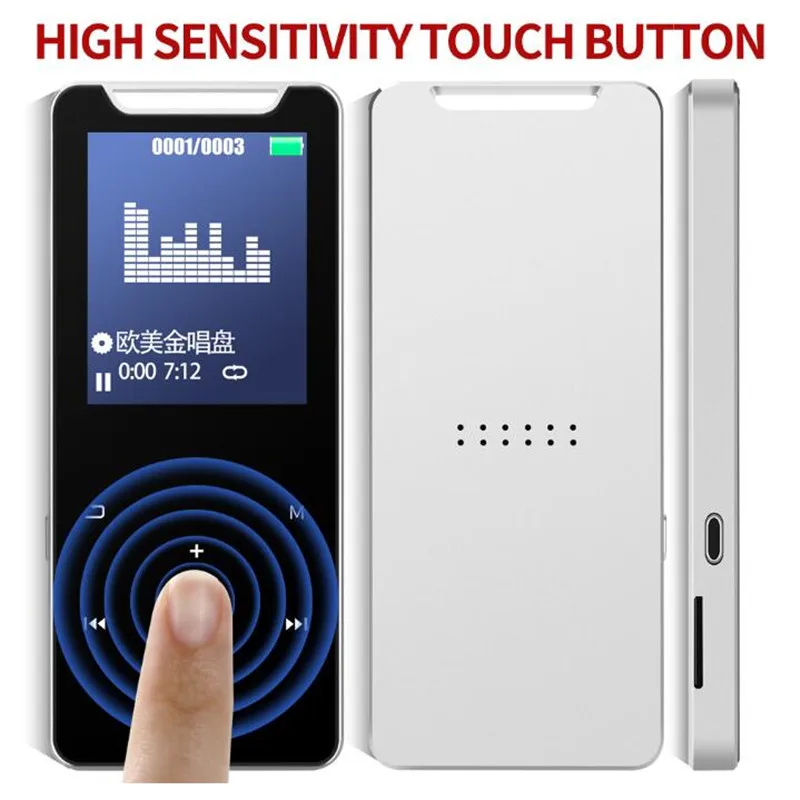1," беспроводной Bluetooth HiFi HD MP3 MP4 плеер, стерео Бас микрофон наушники, кабель быстрой зарядки, динамик FM Запись и TF слот+ 32 Гб TF карта