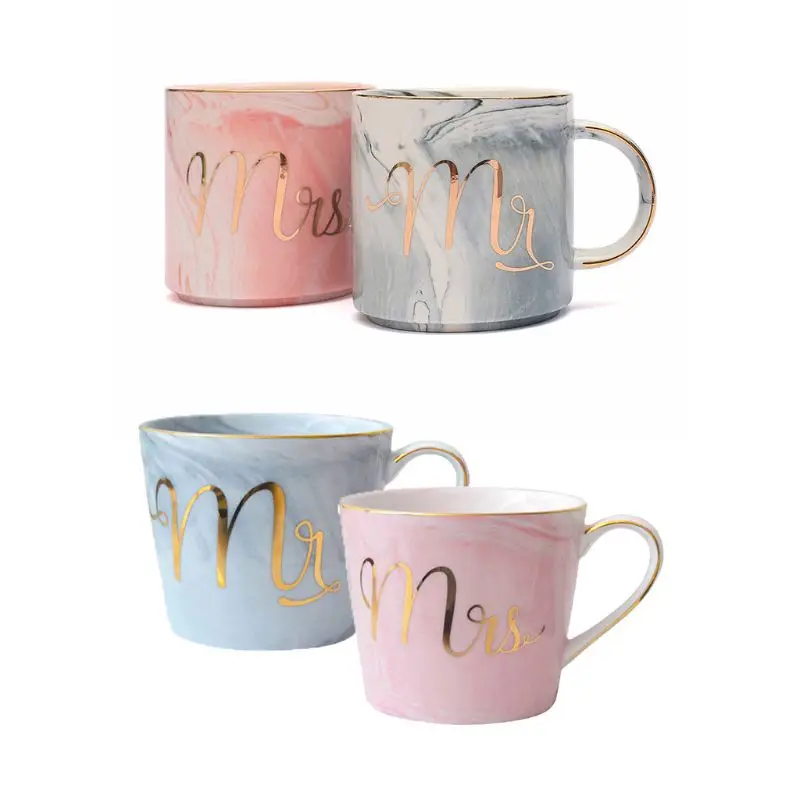 

11.2oz Mr & Mrs Mugs Set Of 2 Marble Tea Coffee Cup Mug Wedding Gift Present for kitchen accessories