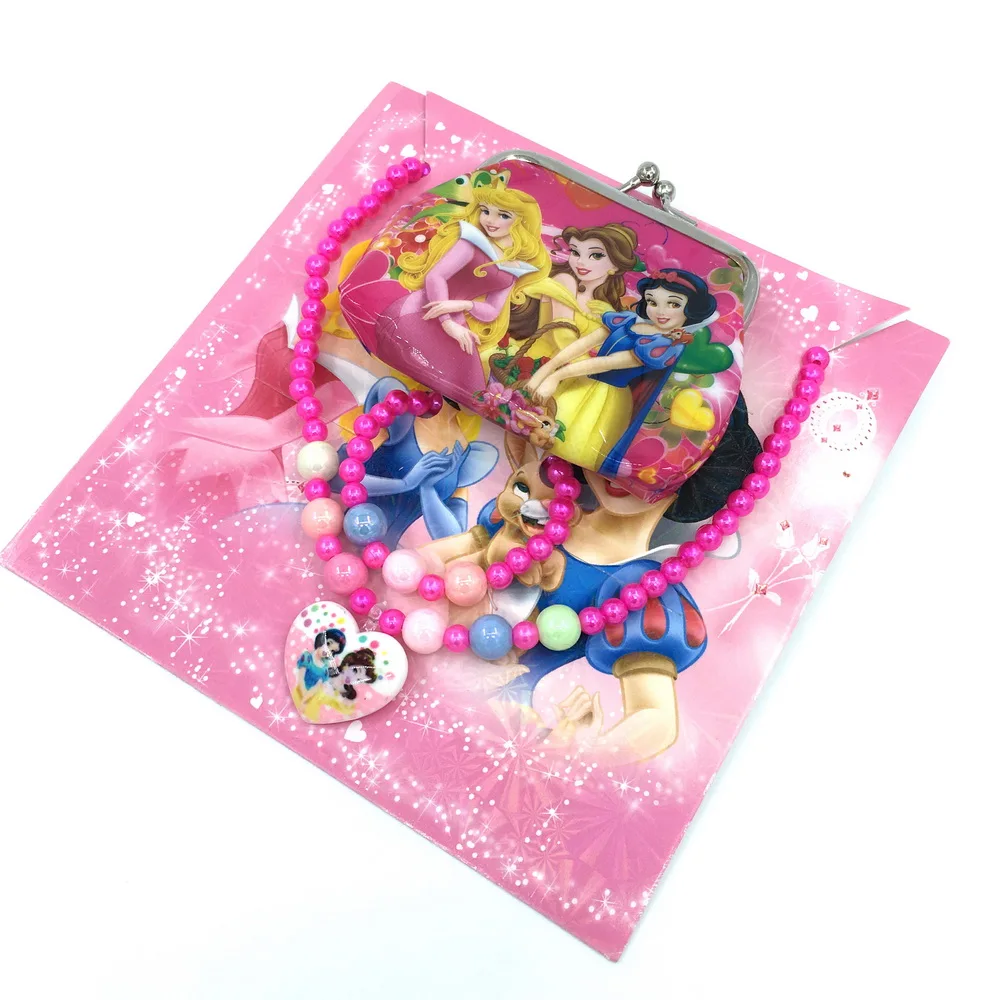 3 шт./лот Дисней Принцесса Дети Девочки ожерелье игрушки браслет кошелек аксессуары праздничные подарки на день рождения набор