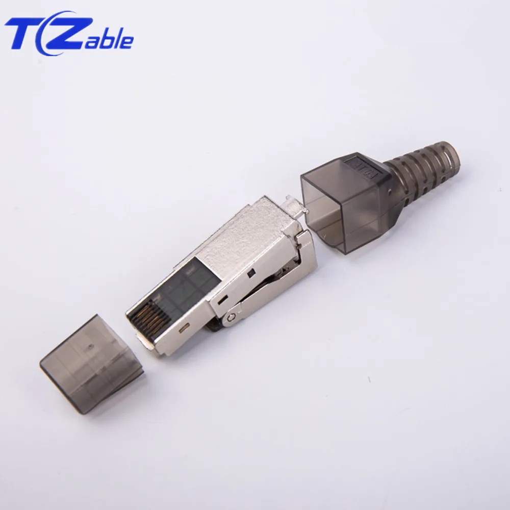 Cat6A RJ45 разъемы 10 Гбит/с экранированный RJ 45 обжимной Ethernet кабель металлический