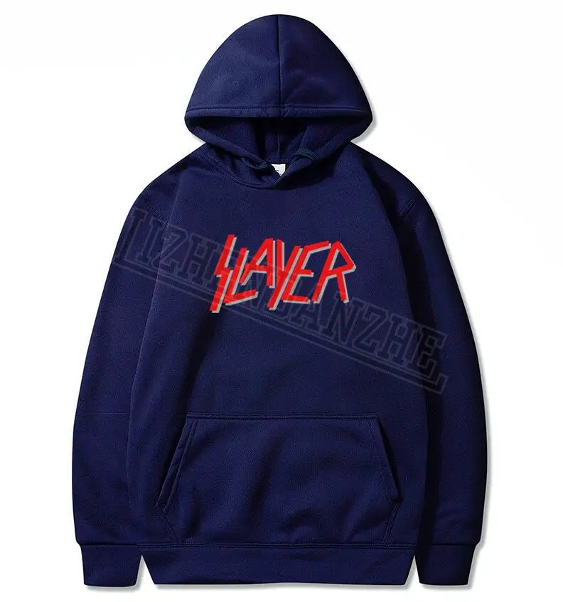 Тёмно-синий Slayer/классические толстовки с надписью «Logo'-Nuevo& ortial» для мужчин; сезон весна-осень; Женская толстовка; топы; AAA+ 2 - Цвет: Тёмно-синий