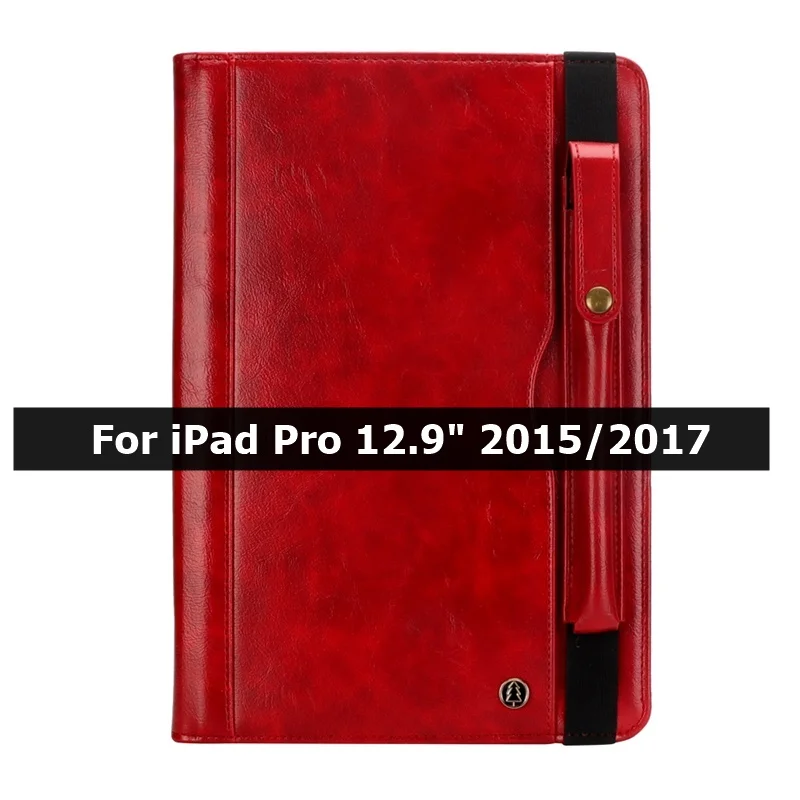 Чехол для iPad Pro 12,9 чехол с держателем для карандашей смарт-кожаная сумка с отделением для карт Чехол для iPad Pro 12," Чехол - Цвет: Red  A