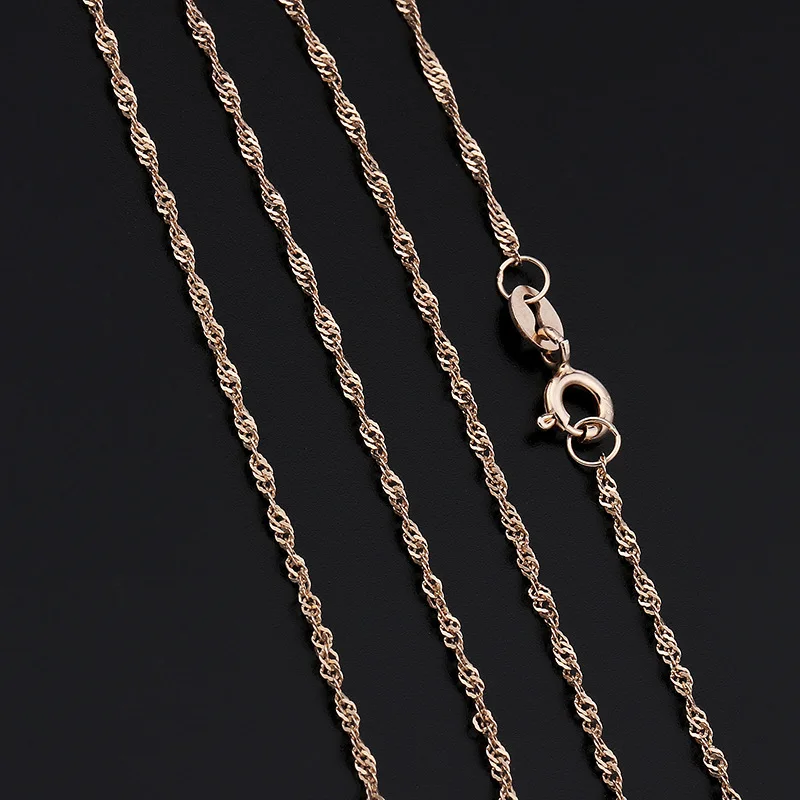 

925 Sterling Necklace Women's Choker Water Wave Chain Single-necklace Pure Necklace Non-Pendant Versatile Simple Accessories