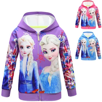 

Frozen 2 Children's Hooded Jacket Cardigan Fashion Cute and Generous Zipper Shirt Girls Warm and Windproof Outdoor Sweater