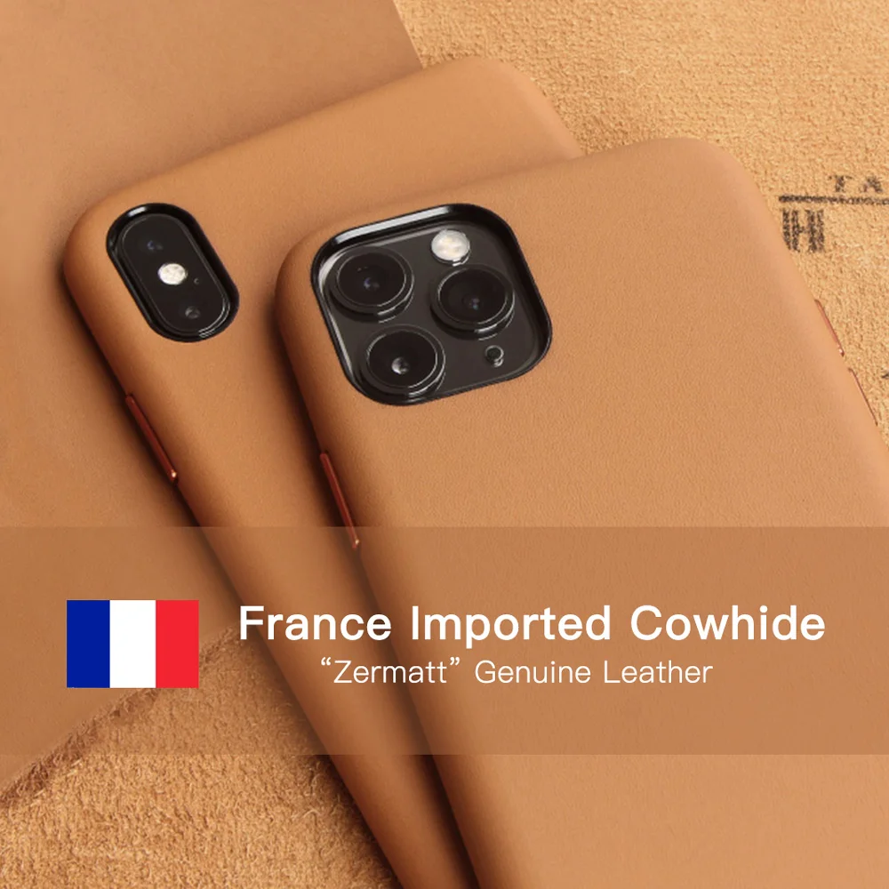 France Zermatt Genuine Leather Case for iPhone 12 Pro Max mini 11 Luxury Business Cowhide Phone Cases for Xs Max Xr Back Cover