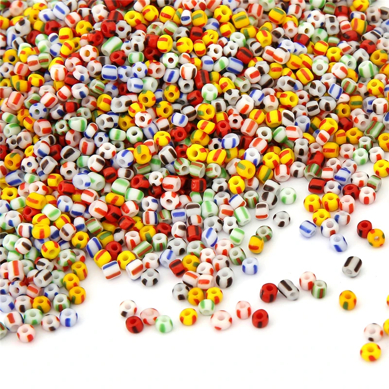 10Colors 20g 650Pcs 3mm Stripe Czech Glass Seed Spacer Beads Austria Crystal Round Beads For Kids Jewelry Craft DIY Garment Deco