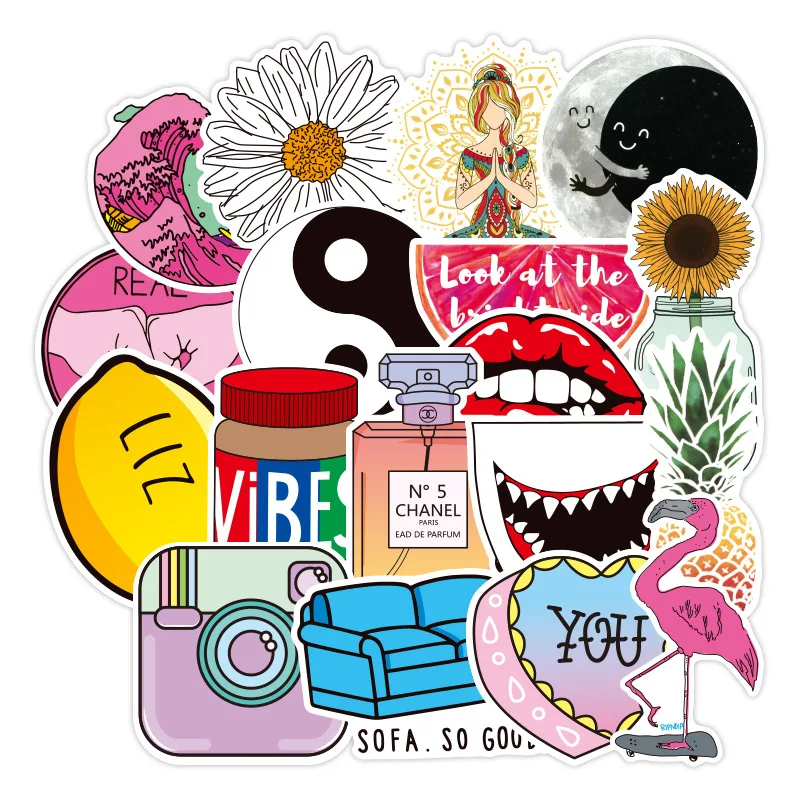 50 шт. Розовые наклейки для девочек с изображением животных корги Vsco, чехол на колесиках, милые водонепроницаемые персональные наклейки для гитары, граффити скейтборд