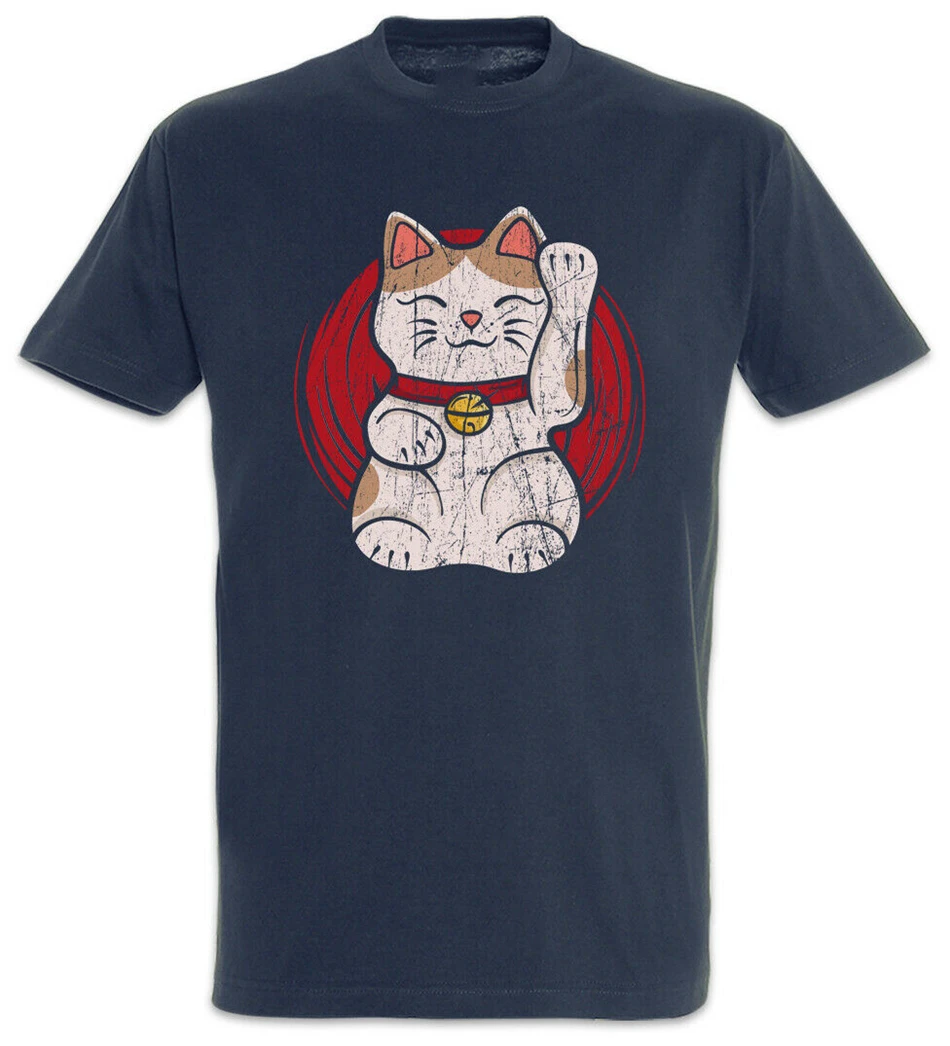 Maneki Neko футболка с v-образным вырезом Maneki-Neko Manekineko котом котами любящими