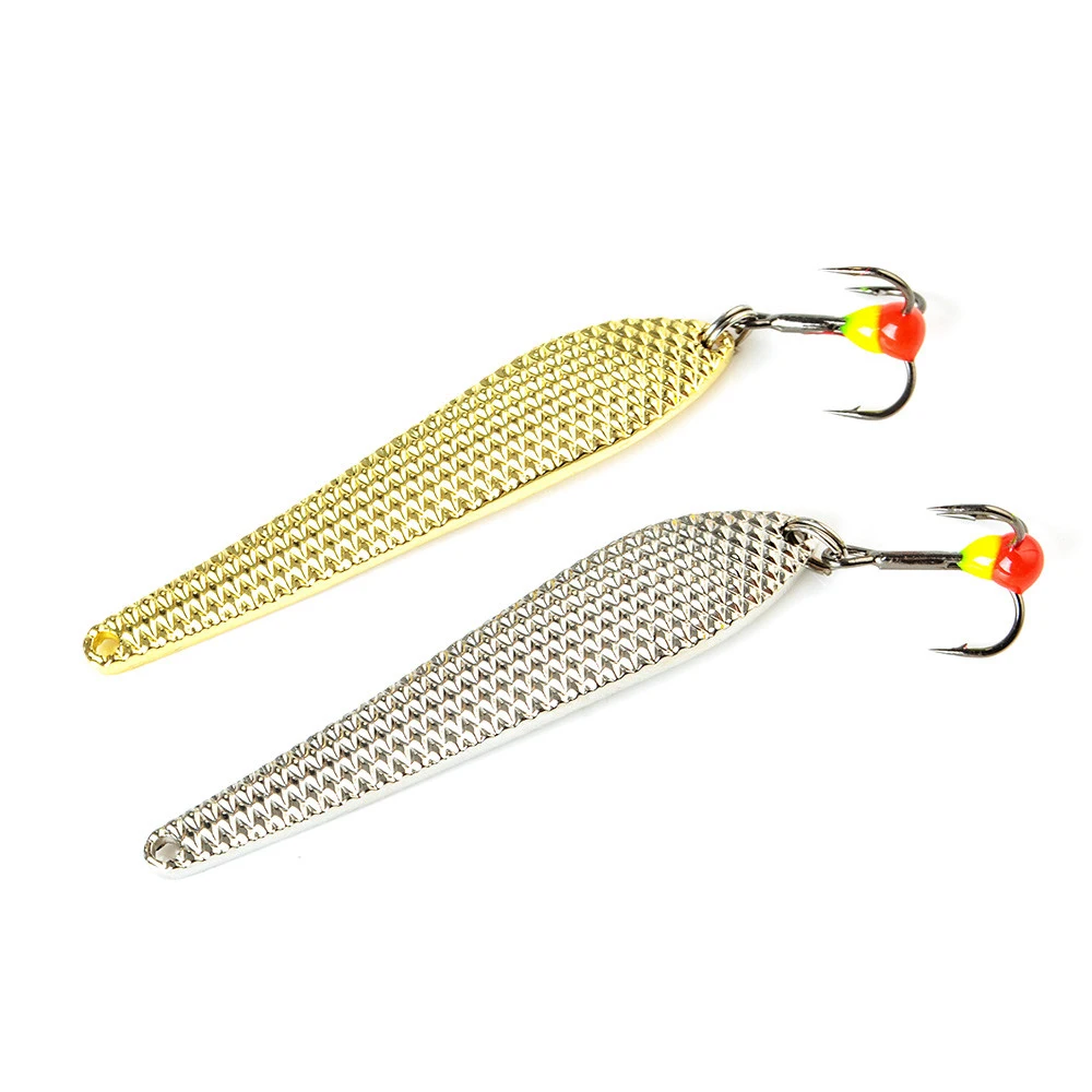 

1PC Spoon Ice Fishing Lure 7/12g 5.5/7cm Silver Gold Metal Super Stainless Spinner Bait Treble Hooks Hard Bass New Accessories