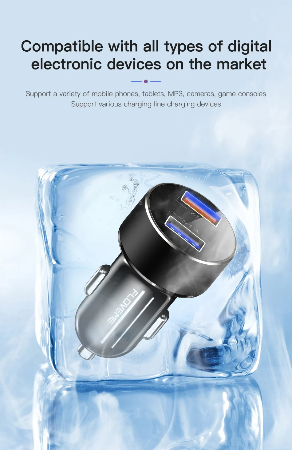 FLOVEME Quick Charge 3,0 быстрое автомобильное usb-устройство для зарядки телефона прикуриватель мобильного телефона автомобильное зарядное устройство QC 3,0 Carregador для iPhone Xiaomi