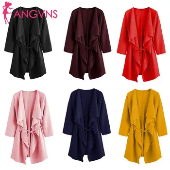 

Women Fashion Hooded Long Sleeve Solid Winter, Autumn Causal Waistbelt Coat