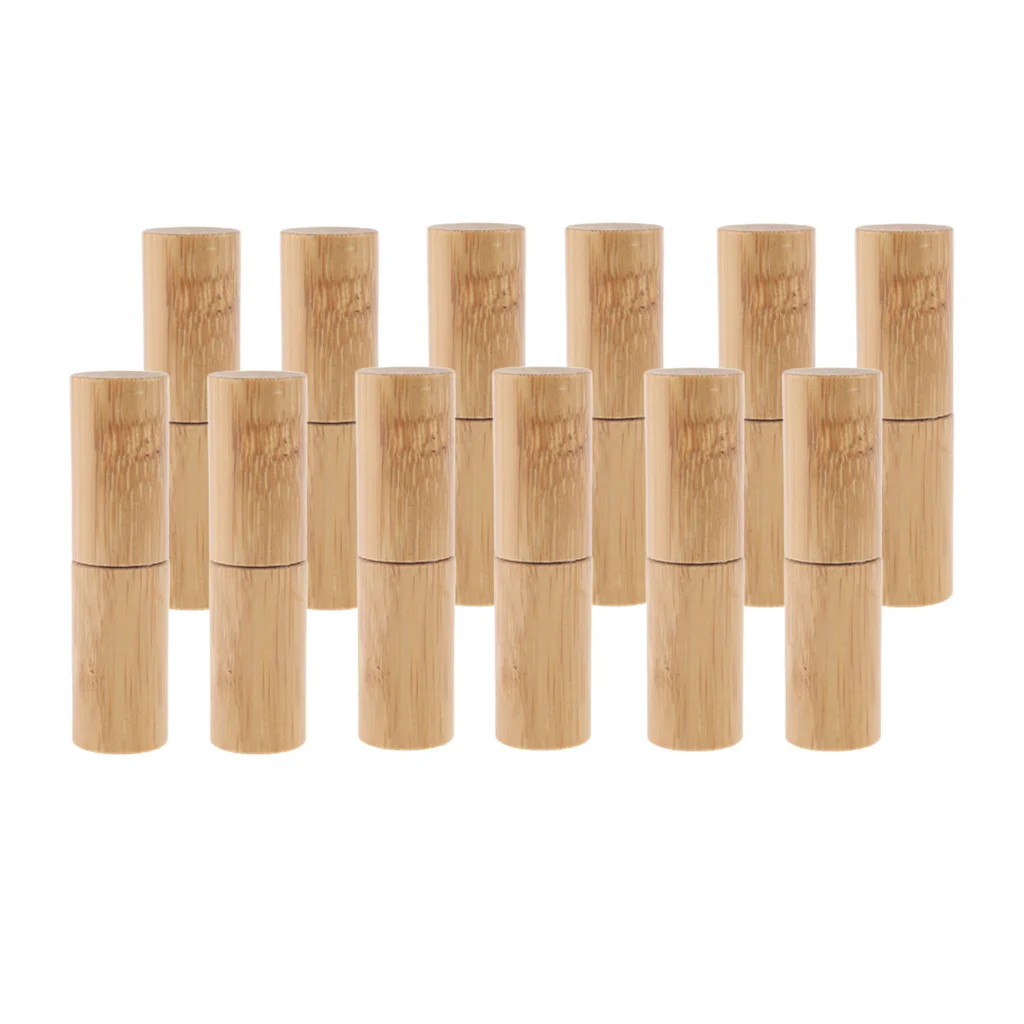 12Pcs Handmade Natural Bamboo Perfume Essential Oil Roller Bottles 5ml