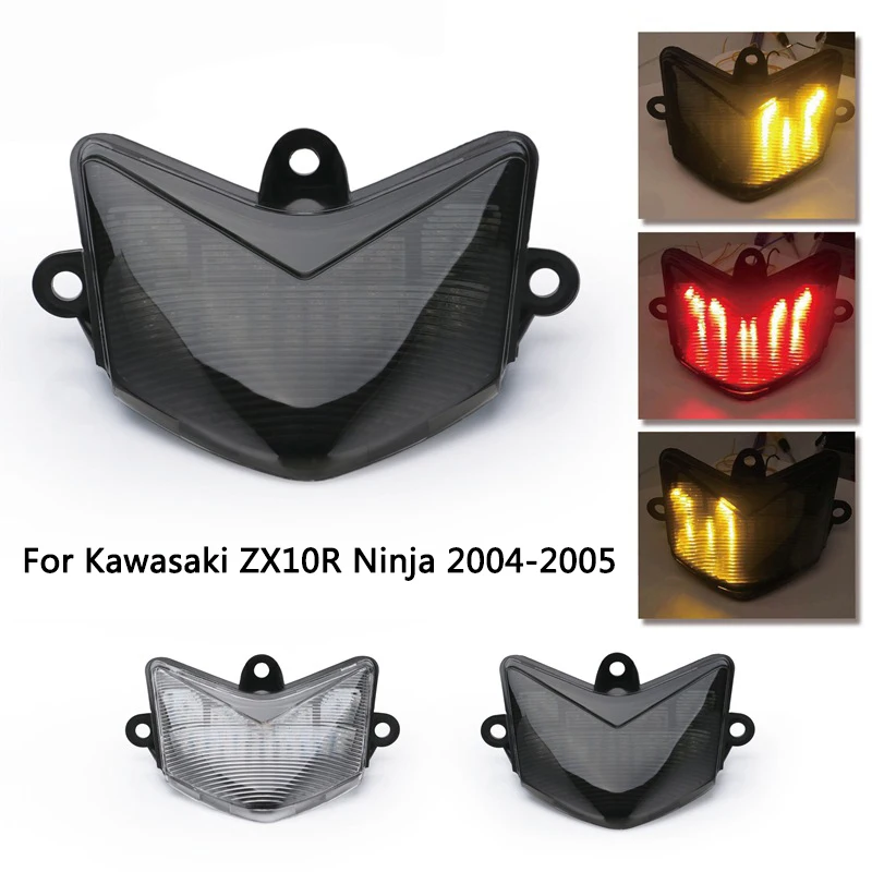 

LED Taillights for 2004 2005 Kawasaki ZX10R Ninja Motorcycle Brake Running Turn Signal Lights Clear/Smoke Lens Red/Yellow Beams