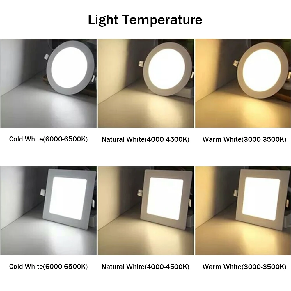  [DBF]Round/Square LED Panel Light Recessed Kitchen Bathroom Ceiling Lamp 85-265V Recessed LED Downl - 32577146048
