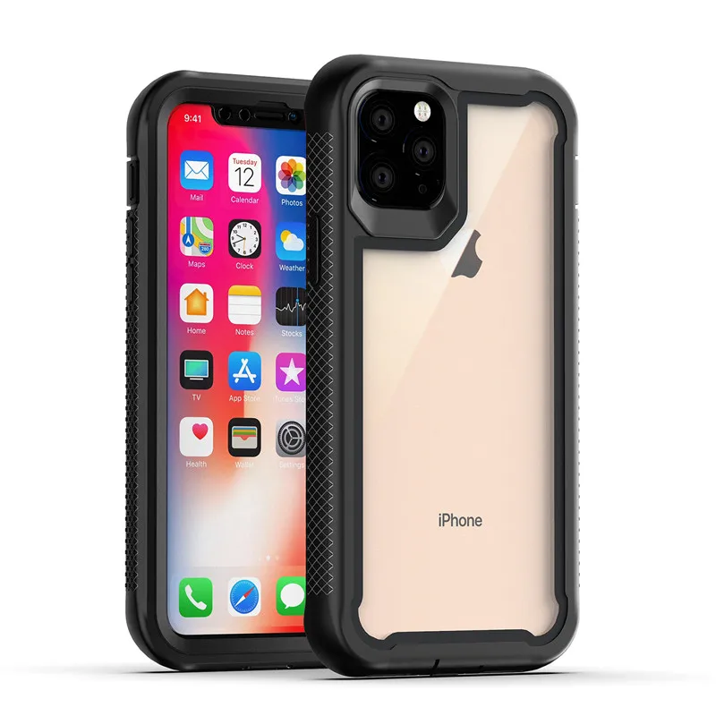 iPhone 11Promax 6 8 7 Plus X XR XSMAX Front&Back 360 Full Body Protection Case Colorful TPU Bumper Hybrid Armor Mobile Phone Bag